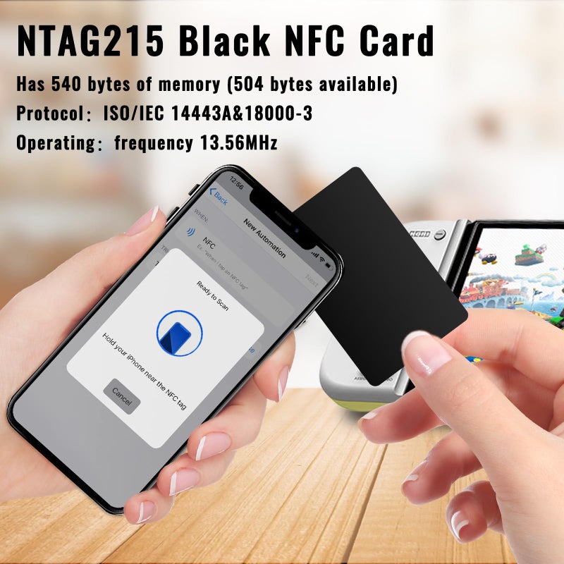Timeskey NFC 20 قطعة من بطاقات NFC، علامات NFC سوداء، بطاقة عمل NFC، بطاقة NFC 215 بطاقة NFC Ntag215، بطاقات NFC فارغة، قابلة لإعادة الكتابة، 504 بايت، علامات NFC قابلة للبرمجة، iPhone متوافق مع الهواتف والأجهزة المحمولة التي تدعم NFC - Image 5